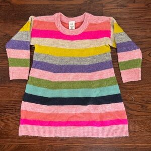 Baby GAP Multicolor Striped Sweater Dress, 18-24 mo, Rainbow